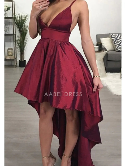 AABEI DRESS New Homecoming Dress A-Line Graduation Asymmetrical Sleeveless V Neck Spaghetti Strap Backless Short Prom Dresses