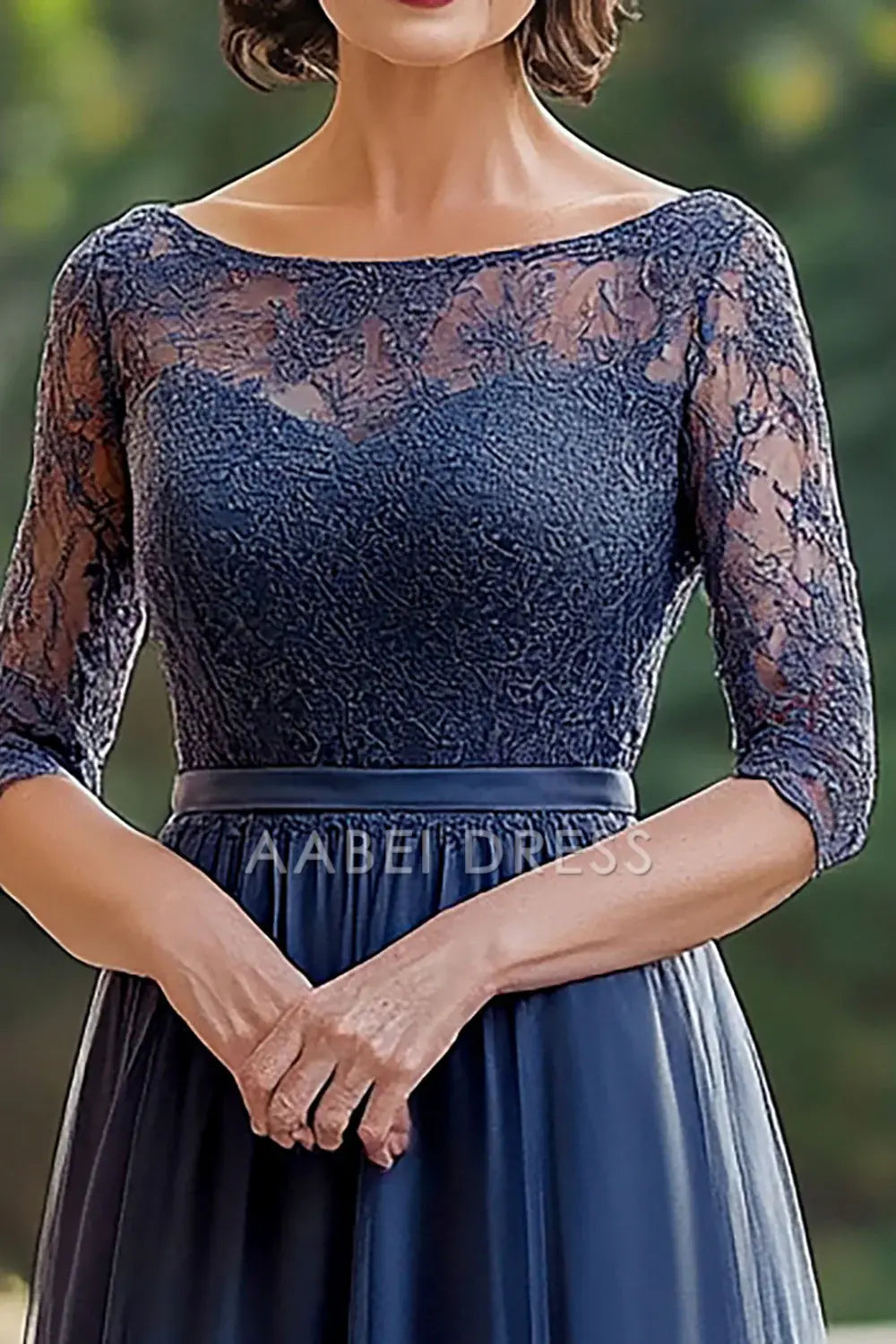 AABEI DRESS Mother Of The Bride Dress Elegant Lace Applique A Line 3/4 Sleeves Retro Formal Wear Dresse