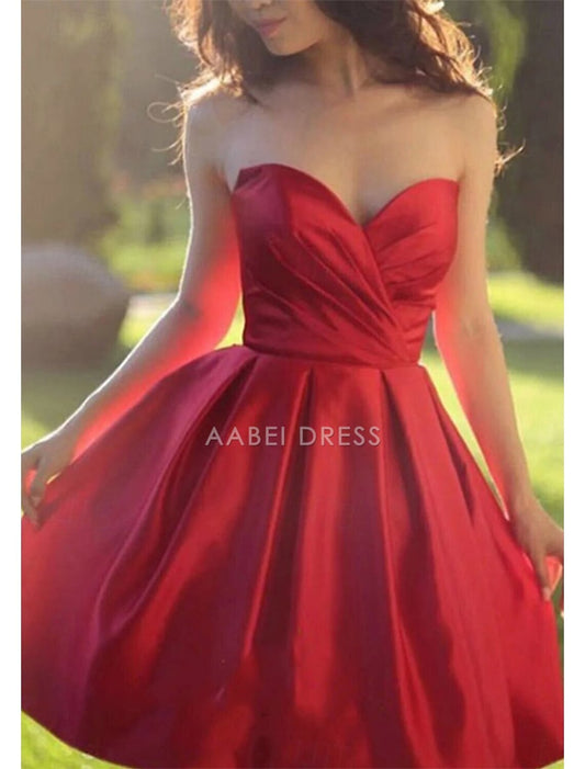 AABEI DRESS New Homecoming Dress Elegant A-Line Minimalist Dress Graduation Sleeveless Sweetheart Backless with Pleats Ruched Short Prom Dresses
