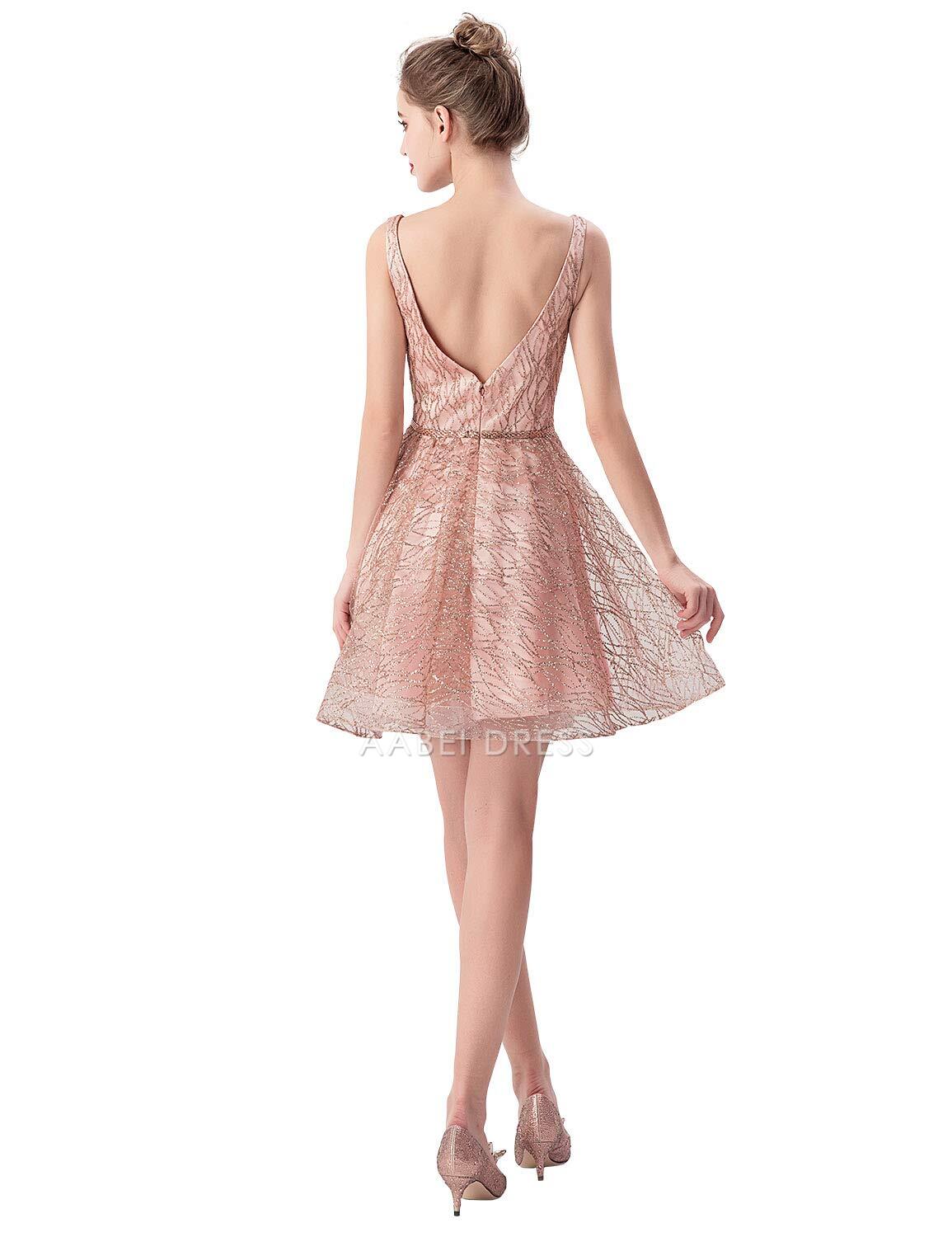 AABEI DRESS New Homecoming Dress Charming A Line V Neck Sleeveless Unique Shiny Short Prom Dress