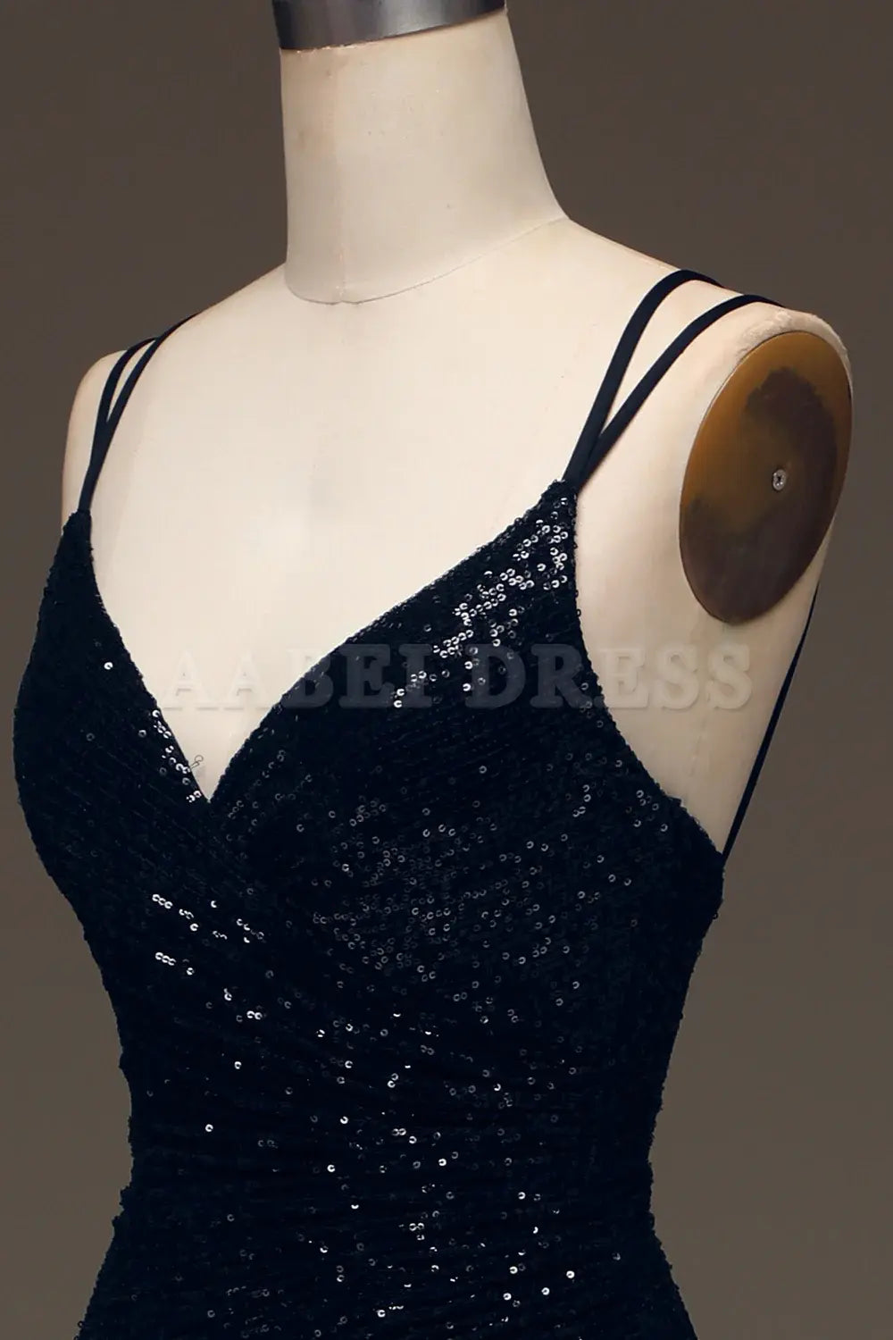 Prom Dress Sparkly Spaghetti Straps Sequin Mermaid Cultivate oneself Backless Side Fork Long Formal Wear Dresses