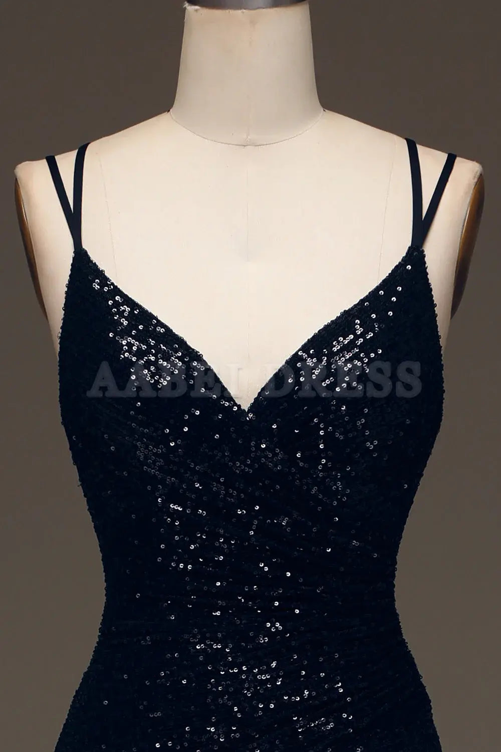 Prom Dress Sparkly Spaghetti Straps Sequin Mermaid Cultivate oneself Backless Side Fork Long Formal Wear Dresses