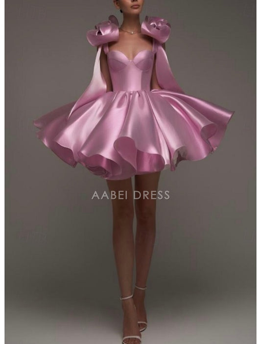 AABEI DRESS New Homecoming Dress A-Line Elegant Formal Sleeveless Sweetheart Satin with Bow(s) Short Prom Dresses