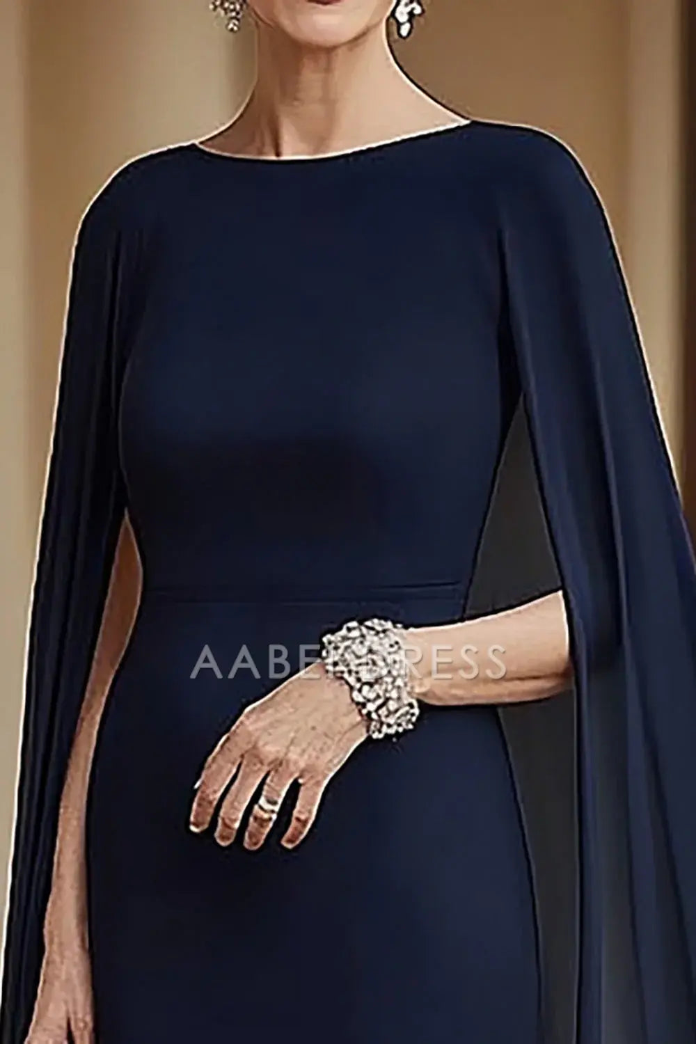 AABEI DRESS Mother Of The Bride Dress Flowy Mermaid Chiffon Long Cape Elegant Simple Formal Wear Dresse