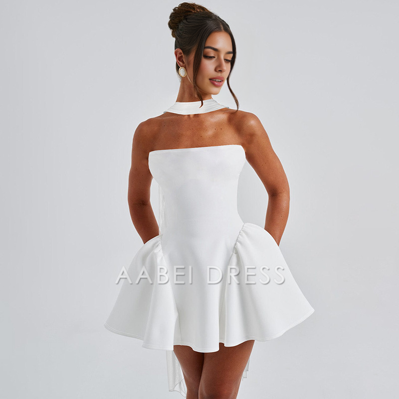 AABEI DRESS New Homecoming Dress Off Shoulder Backless Sexy A-line Dress Elegant Party Dress Strapless Bodycon Mini Dress