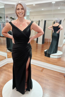AABEI DRESS High Quality Mother of The Bride Dress V Neck Pleated Mermaid Side Fork Long Elegant Dresses Formal Dresses