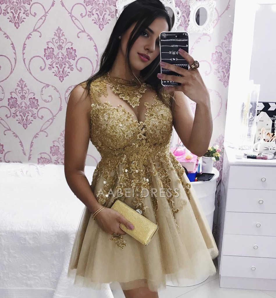 AABEI DRESS New Homecoming Dress Charming A-line Pretty Sleeveless Backless Cocktail Dress Appliques Short Prom Dress