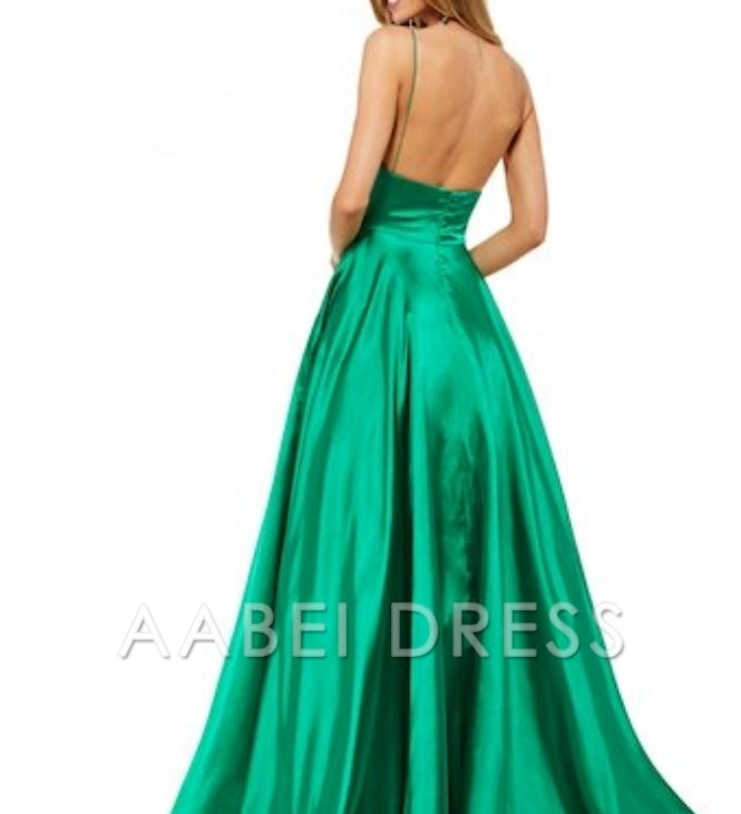 AABEI DRESS Hot Sale Prom Dress Simple A Line Spaghetti Straps Long with Split Front Fashion Formal Dress
