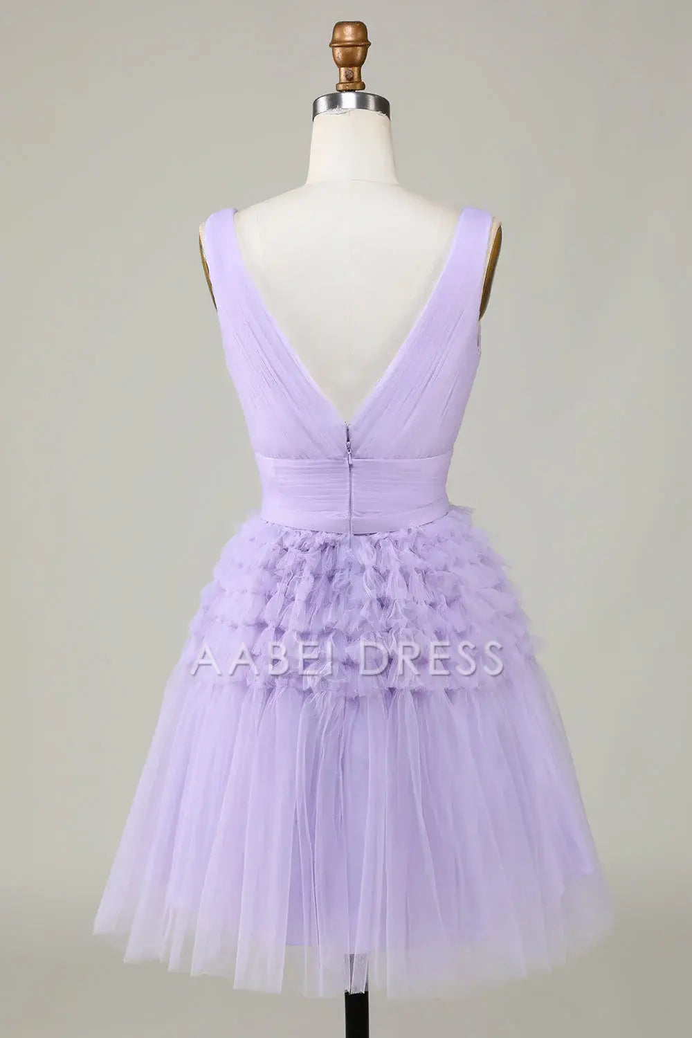AABEI DRESS Hot Sale Prom Dress Tulle V-Neck Pleated Fashion Short Formal Dress