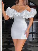 AABEI DRESS New Homecoming Dress sleeveless single shoulder dress slim fit bubble pleated elegant banquet party short hip mini skirt