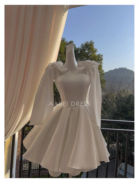 AABEI DRESS New Homecoming Dress Wedding Guest Dresses Princess Dress Sleeveless Spaghetti Strap with Bow(s) Pleats Dress Fashion Short Prom Dresses
