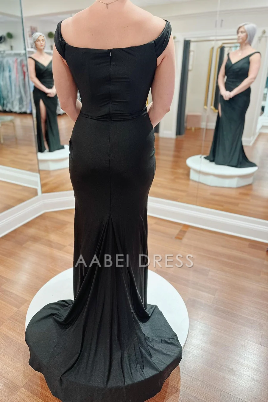 AABEI DRESS High Quality Mother of The Bride Dress V Neck Pleated Mermaid Side Fork Long Elegant Dresses Formal Dresses