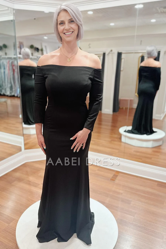 AABEI DRESS High Quality Mother of The Bride Dress Elegant Off-the-Shoulder Long Leeves Mermaid Simple Dignified Dresses Formal Dresses