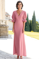 AABEI DRESS Mother Of The Bride Dress V-Neck A Line Chiffon Half Sleeves Elegant Formal Wear Dresses