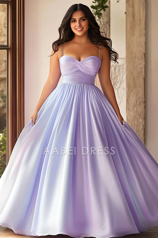AABEI DRESS Hot Sale Prom Dress A Line Spaghetti Strap Sweetheart Pleated Plus Size Elegant Long Formal Dress