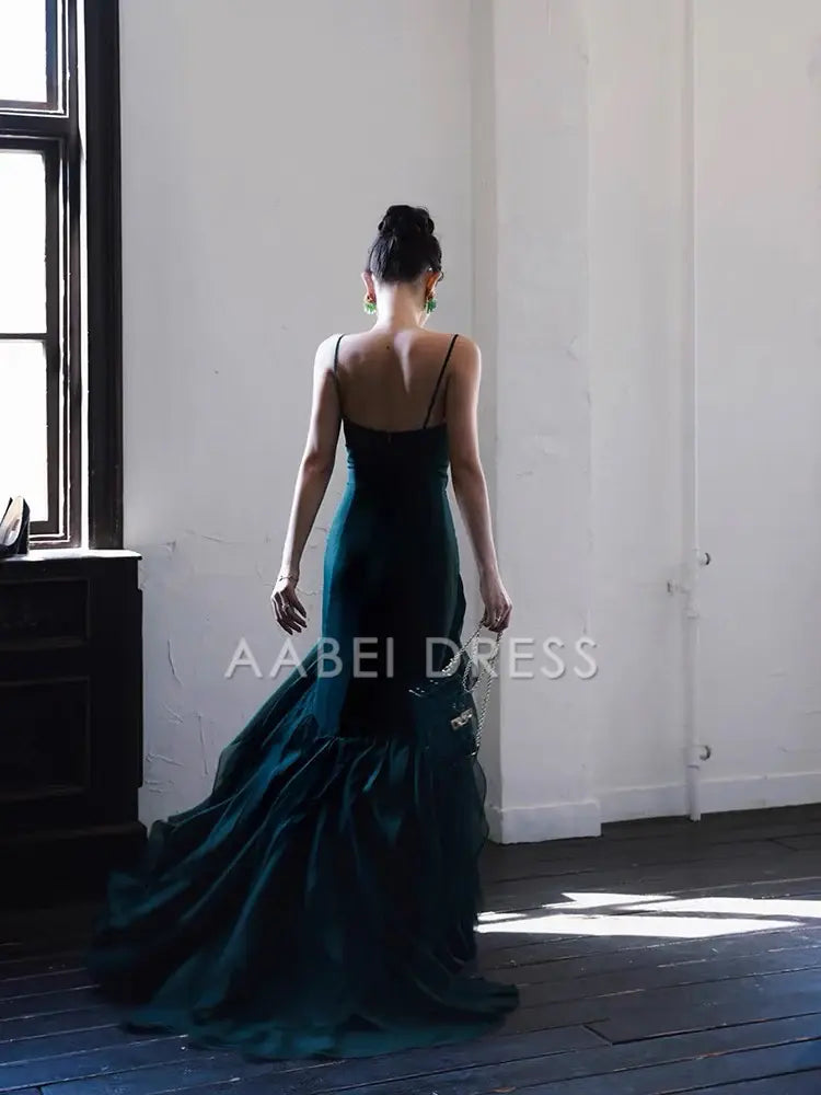 AABEI DRESS Prom Dress Sweetheart Spaghetti Strap Mermaid Ruffle Chiffon Long Irregular Unique Dress
