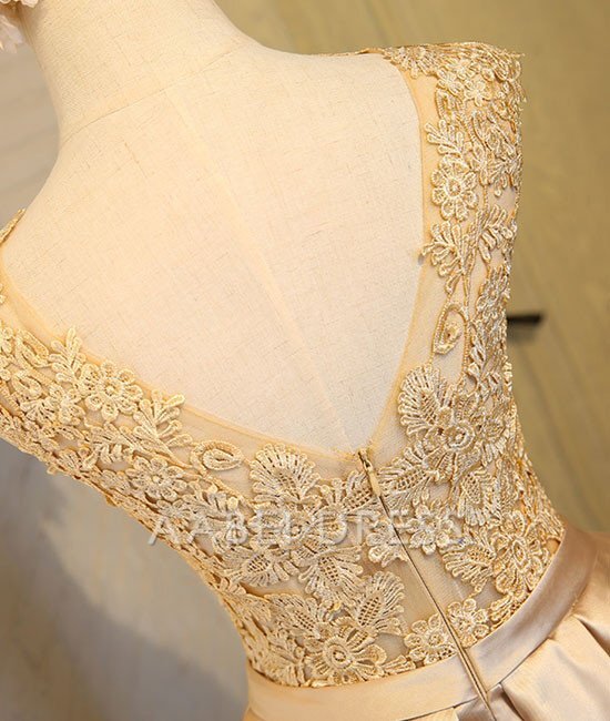 AABEI DRESS New Homecoming Dress Elegant A Line V Neck Sleeveless Satin Graduation Dress Lace Appliques Cute Short Prom Dress