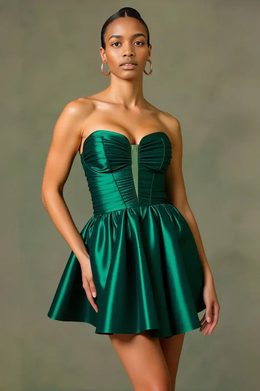 AABEI DRESS Short Prom Dress Fashion A-Line Strapless Sweetheart Neckline Pleated Mini Dress Hot Sale Homecoming Dress
