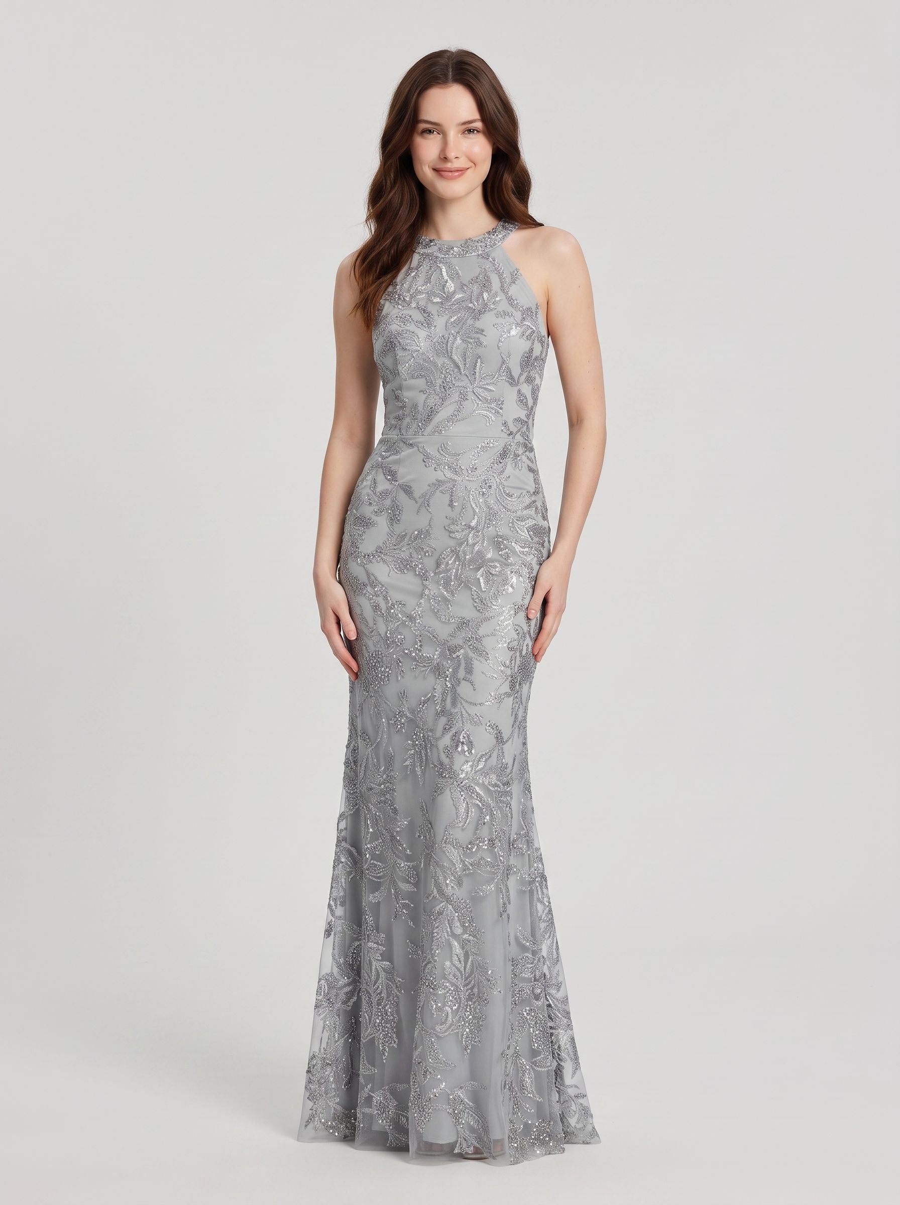 glitter silver bridesmaid dresses Fabric Sheath/column Floor-Length Dress Size:36 x 38 Betina Bow Front Maxi free Satin Empire 7