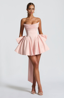 AABEI DRESS Hot Sale Homecoming Dress Exquisite Scooped neckline strapless Pleated Detachable bow Mini Dress Cute Short Prom Dresse