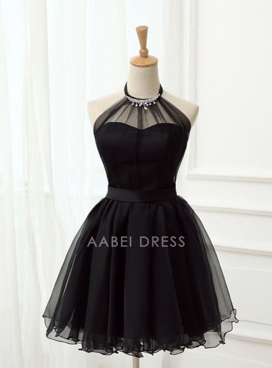 AABEI DRESS New Homecoming Dress Elegant A-line Halter Beading Sleeveless Lace Up Back Ruched Cute Short Prom Dresse