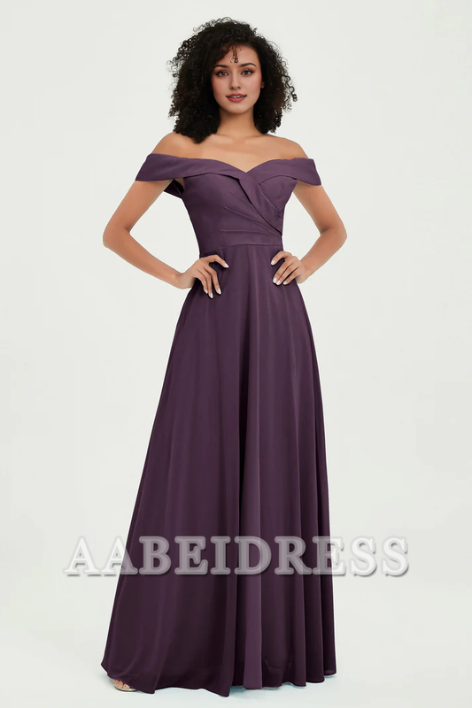 AABEI DRESS Bridesmaid Dresses Chiffon A-Line Off Shoulder Sleeveless Elegant Simple Dresses Wedding Guests Dresses