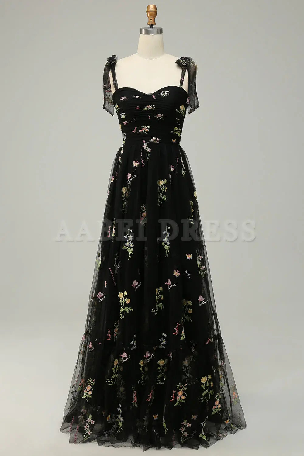 Prom Dress Tulle A Line Spaghetti Straps Floral Long Embroidery Lace High Quality Formal Wear Dresses