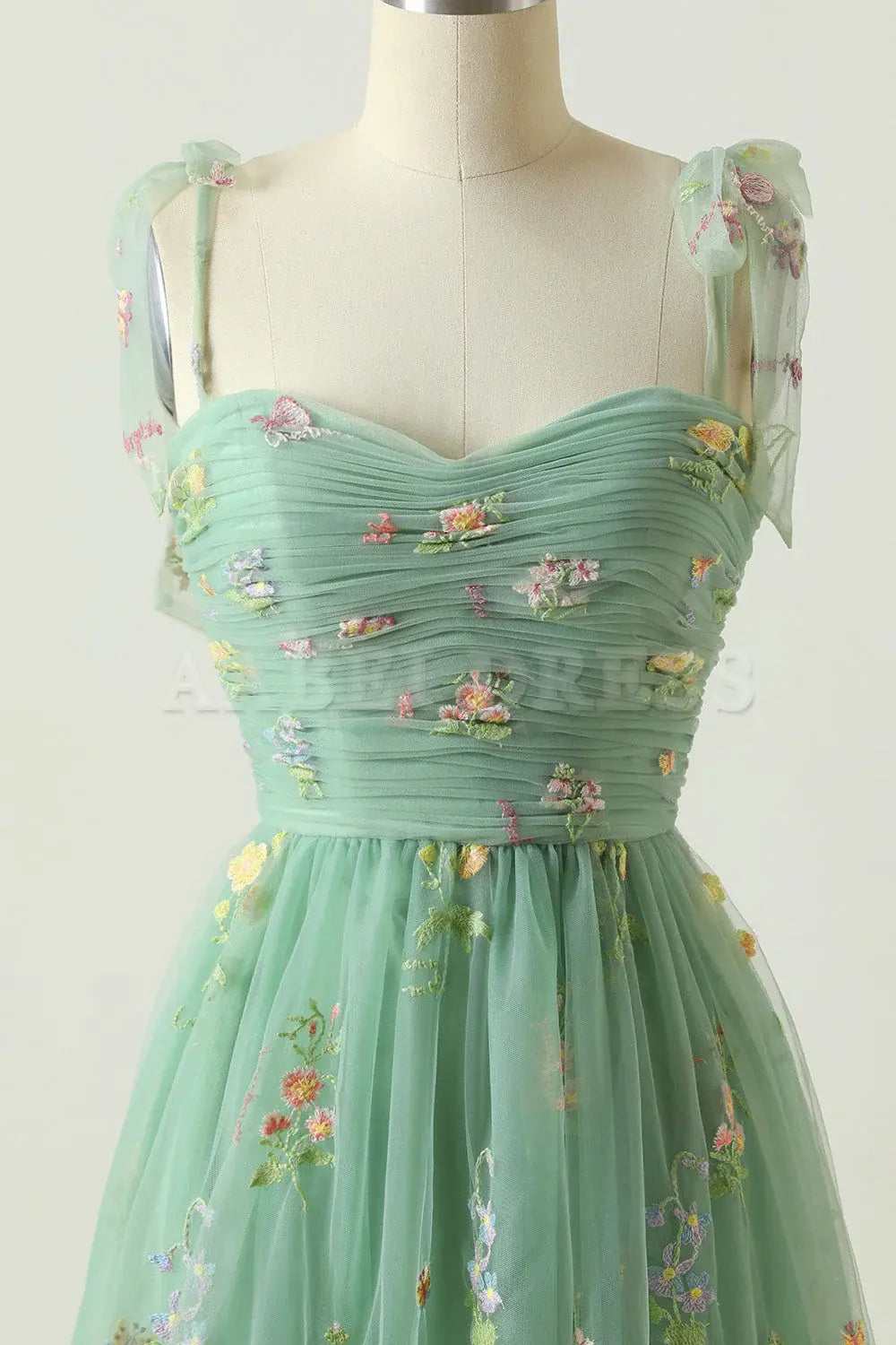 Prom Dress Tulle A Line Spaghetti Straps Floral Long Embroidery Lace High Quality Formal Wear Dresses