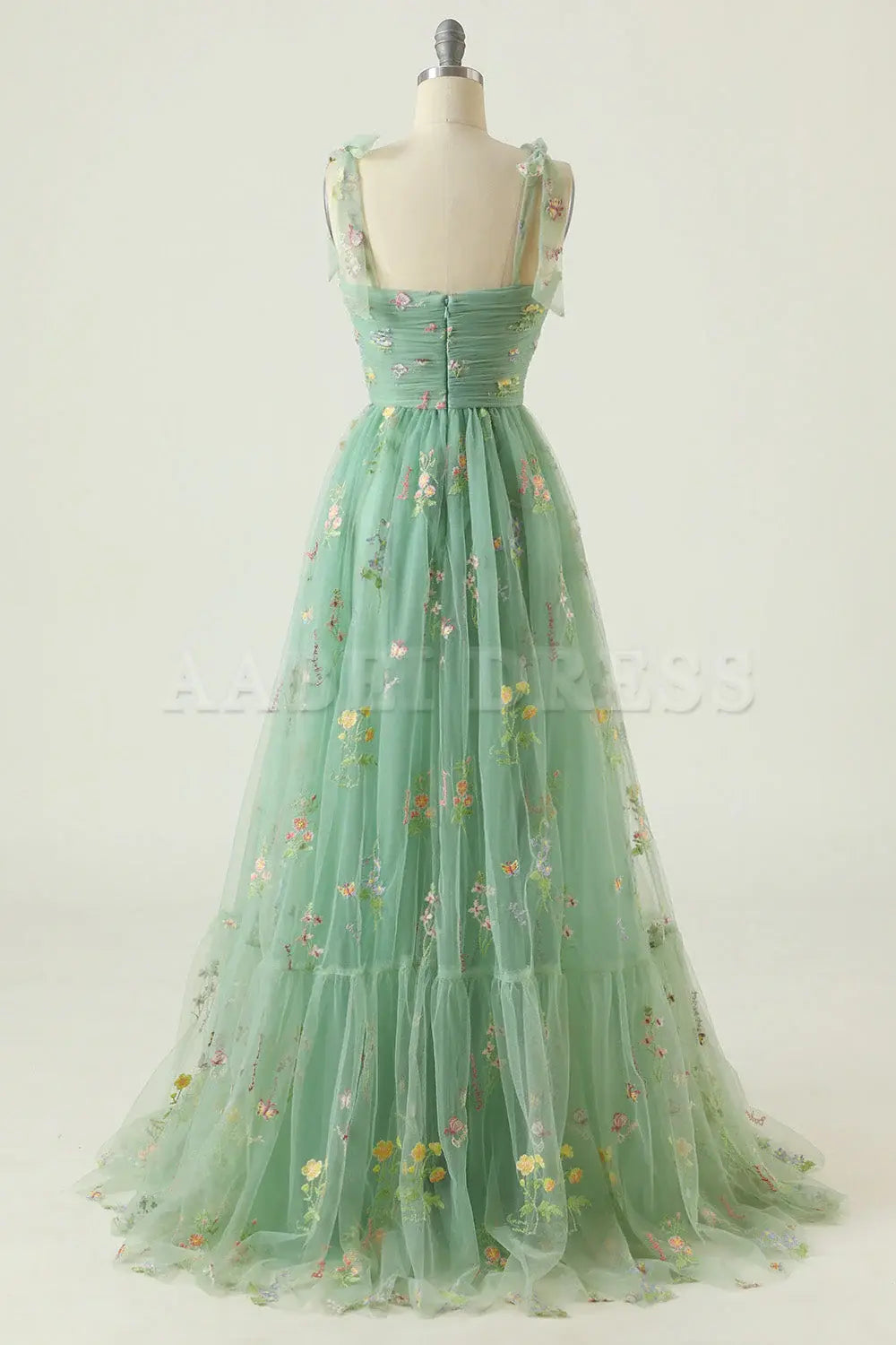 Prom Dress Tulle A Line Spaghetti Straps Floral Long Embroidery Lace High Quality Formal Wear Dresses