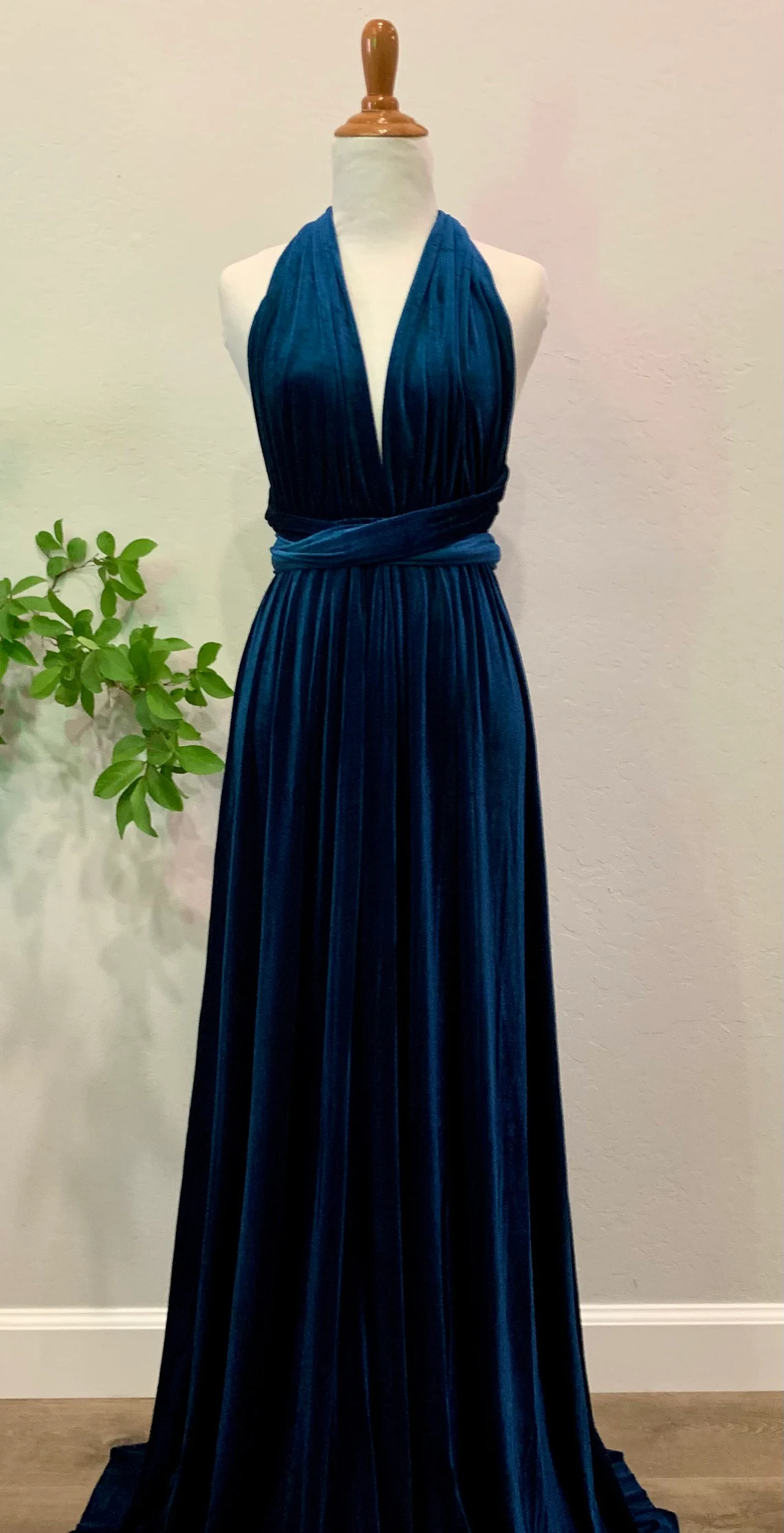 Autumn winter wedding party long velvet dress formal wrap dress velvet wrinkle unique bridesmaid dress