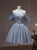 AABEI DRESS New Homecoming Dress Sparkle A-Line Sleeveless Tulle Beadwork Flower Short Prom Dresse