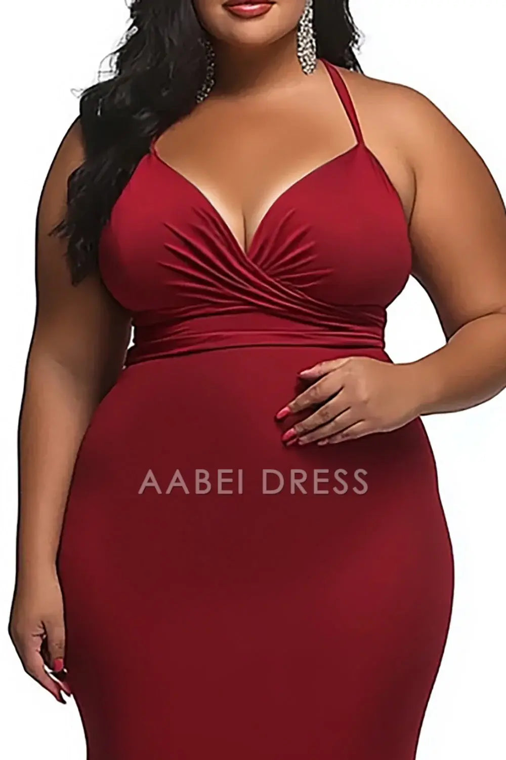 AABEI DRESS Hot Sale Prom Dress Elegant Mermaid Satin Spaghetti Straps Sheath Long Plus Size Simple Formal Dress