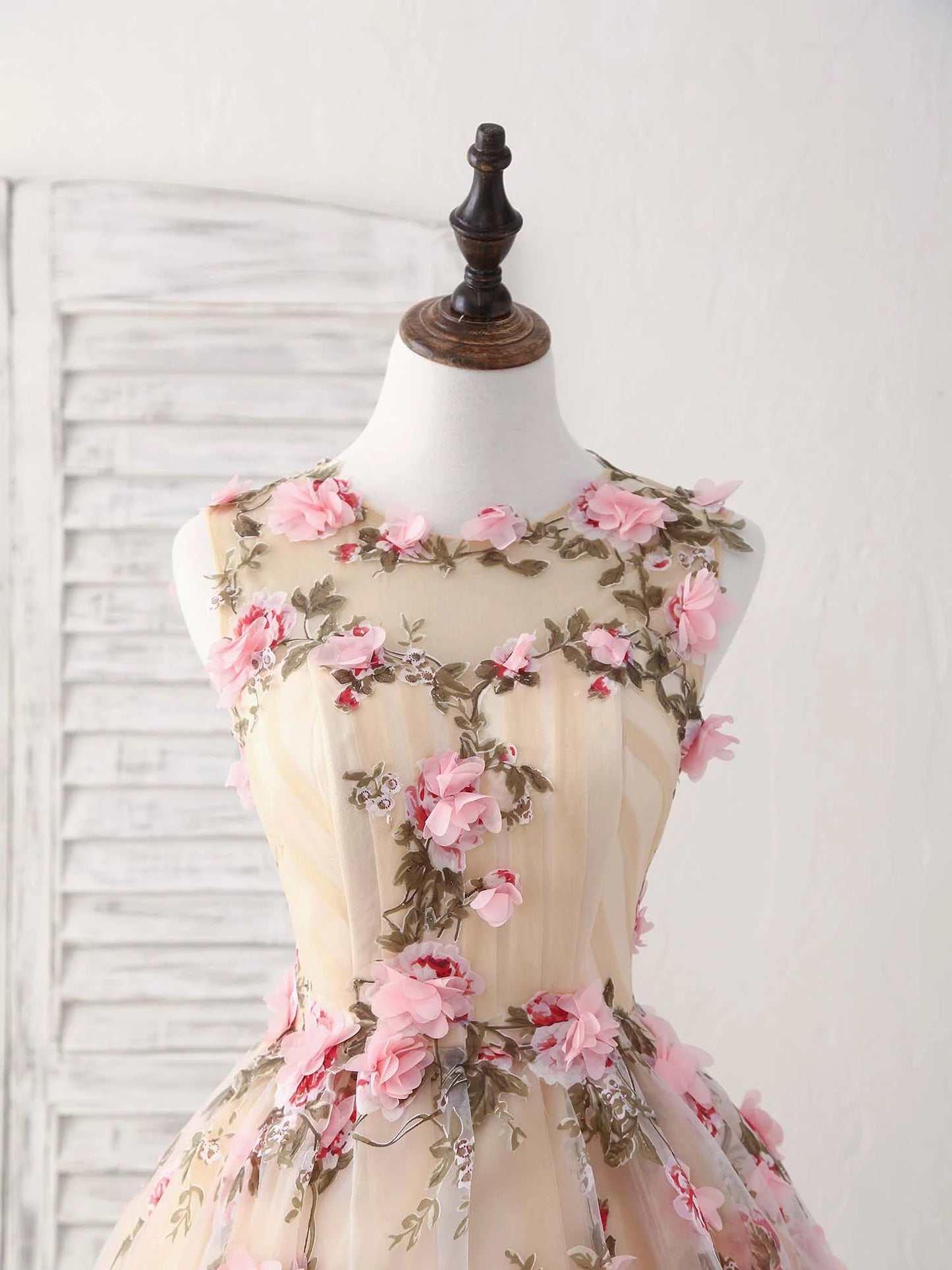 AABEI DRESS New Homecoming Dress A-Line Cocktail Party Dress Wedding Guest Sleeveless Jewel Neck Satin Romantic Appliques Fantastic Prom Dresse