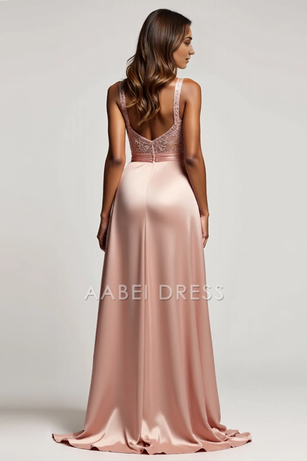 AABEI DRESS Hot Sale Prom Dress Exquisite A Line Deep V-Neck Fashion Long With Slit Formal Dress