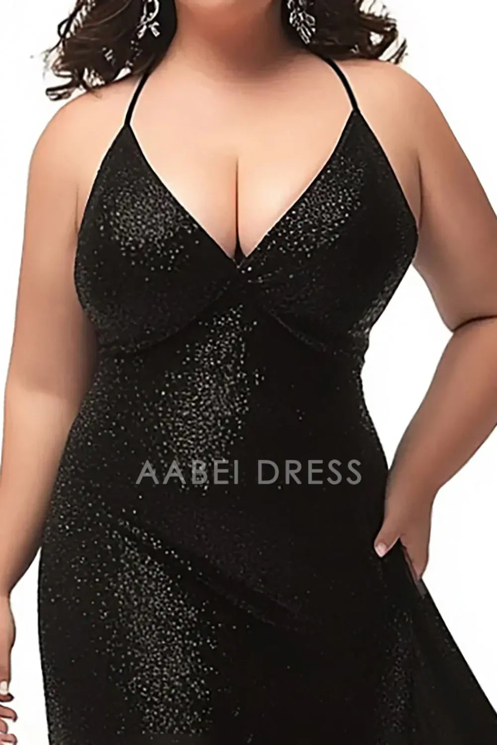 AABEI DRESS Hot Sale Prom Dress Simple Charming Halter Sheath Plus Size Long Sparkle Formal Dress