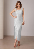 Prom Dress Sleeveless Sequin Dress Sexy Slit Sparkly Glitter Bodycon Cocktail Maxi Dresses Wedding Guest Dresses Formal Wear Dresses