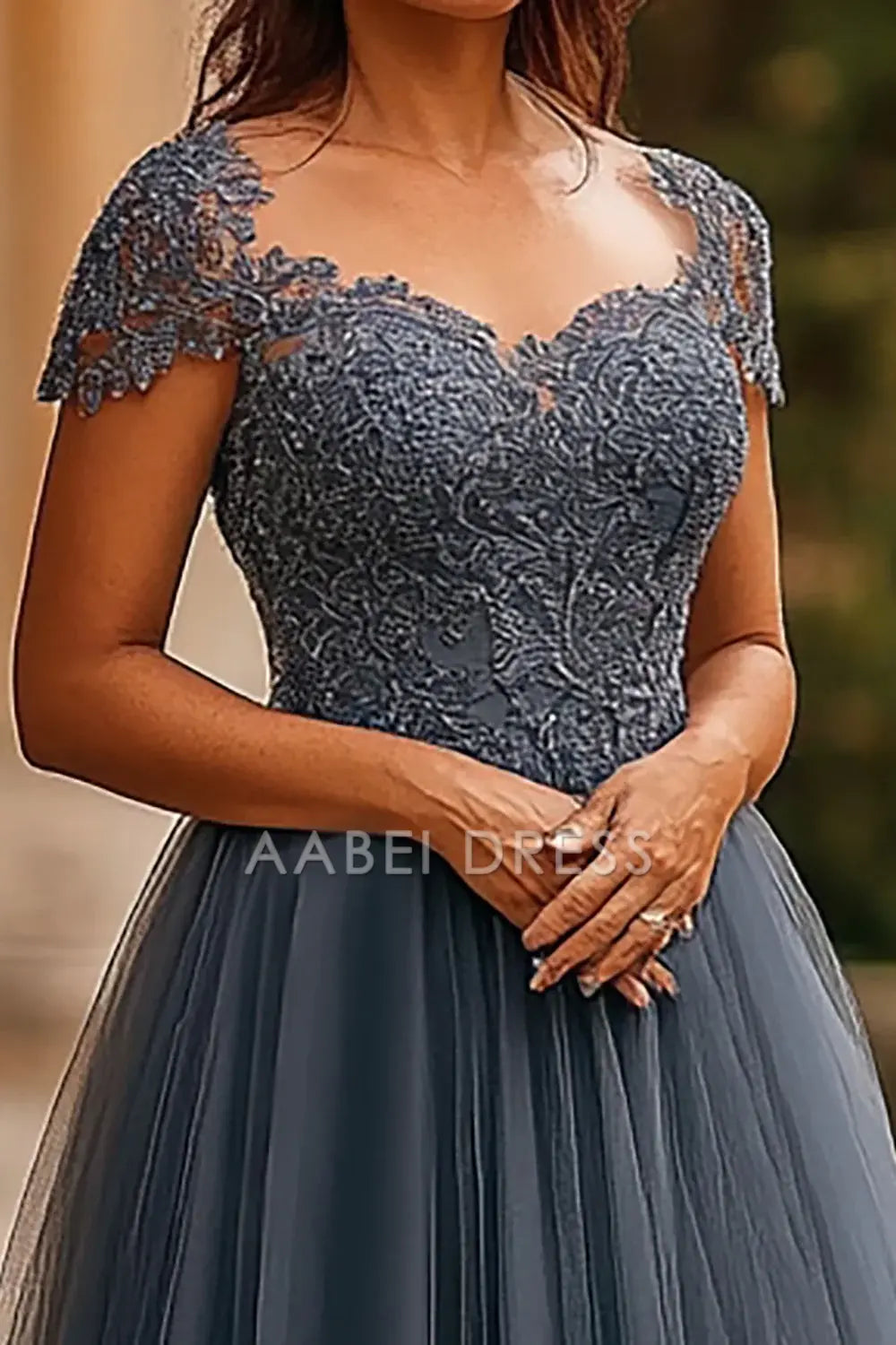 AABEI DRESS Mother Of The Bride Dress A Line Tulle Appliques Long Retro Formal Wear Dresses