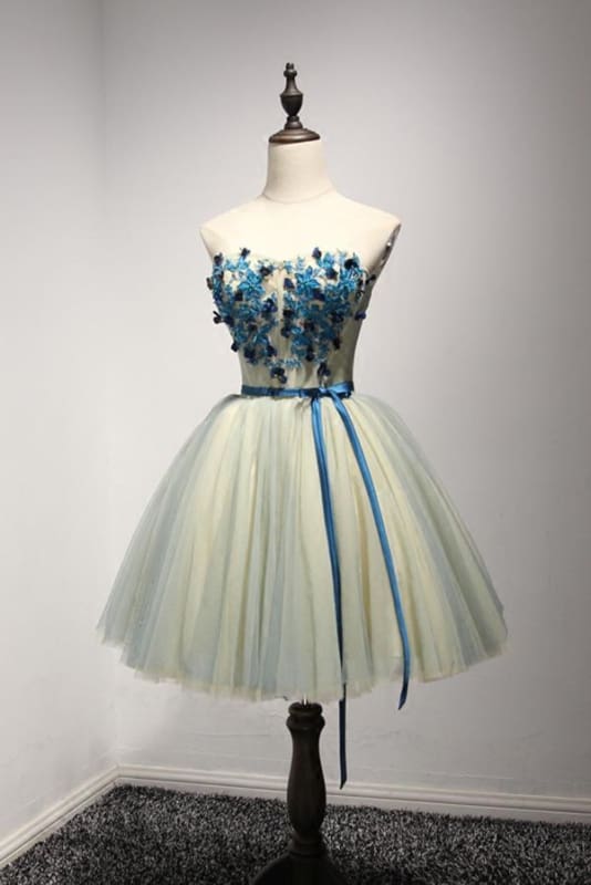 AABEI DRESS Homecoming Dress A Line Sweetheart Cute Appliques Short Dress Bow Belt Prom Dress
