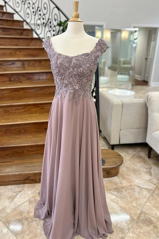 AABEI DRESS High Quality Mother of The Bride Dress A-Line Appliques Cap Sleeve Long Exquisite Luxurious Dress Formal Dress