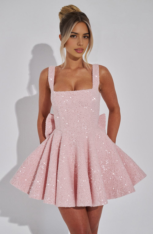 AABEI DRESS Hot Sale Homecoming Dress Sequin A Line Square Neck Sleeveless Wide shoulder strap Mini Dress Sparkle Short Prom Dresse