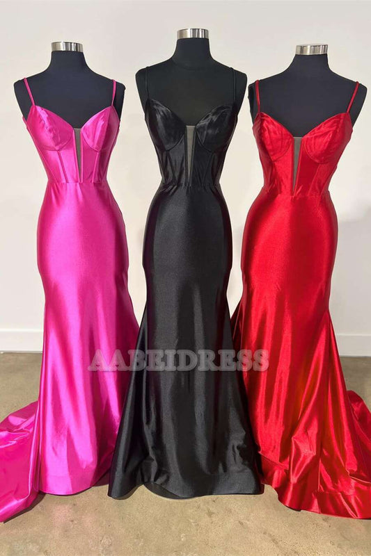 Evening Dress Sweetheart Spaghetti Strap Satin Mermaid Cultivate oneself Long Prom Dress Elegant Formal Women's Dresses