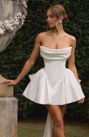 AABEI DRESS Hot Sale Homecoming Dress Fashion Strapless Boning Bodice Pleated Backless Mini Dress Cute Short Prom Dresse