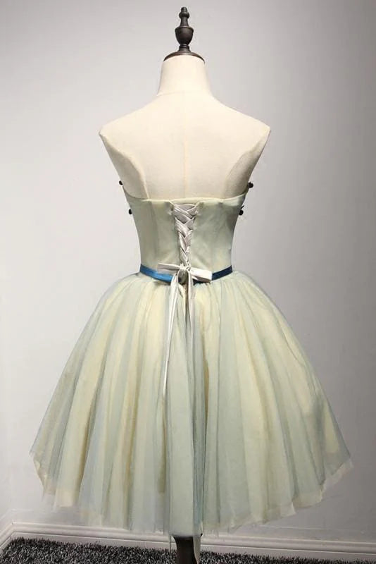 AABEI DRESS Homecoming Dress A Line Sweetheart Cute Appliques Short Dress Bow Belt Prom Dress