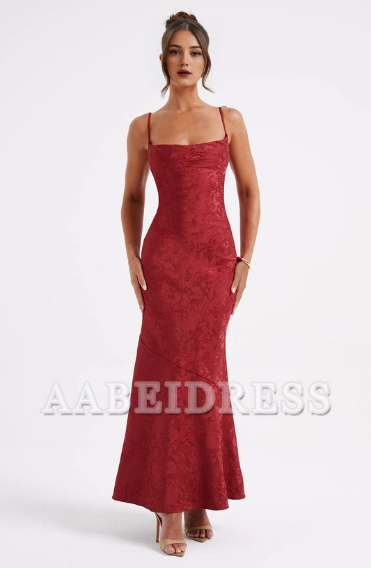 Formal Wear Dresses Bridesmaid Dresses Cowl Neck Jacquard Lace up Elegant Dresses High Quality Wedding Guests Dresses