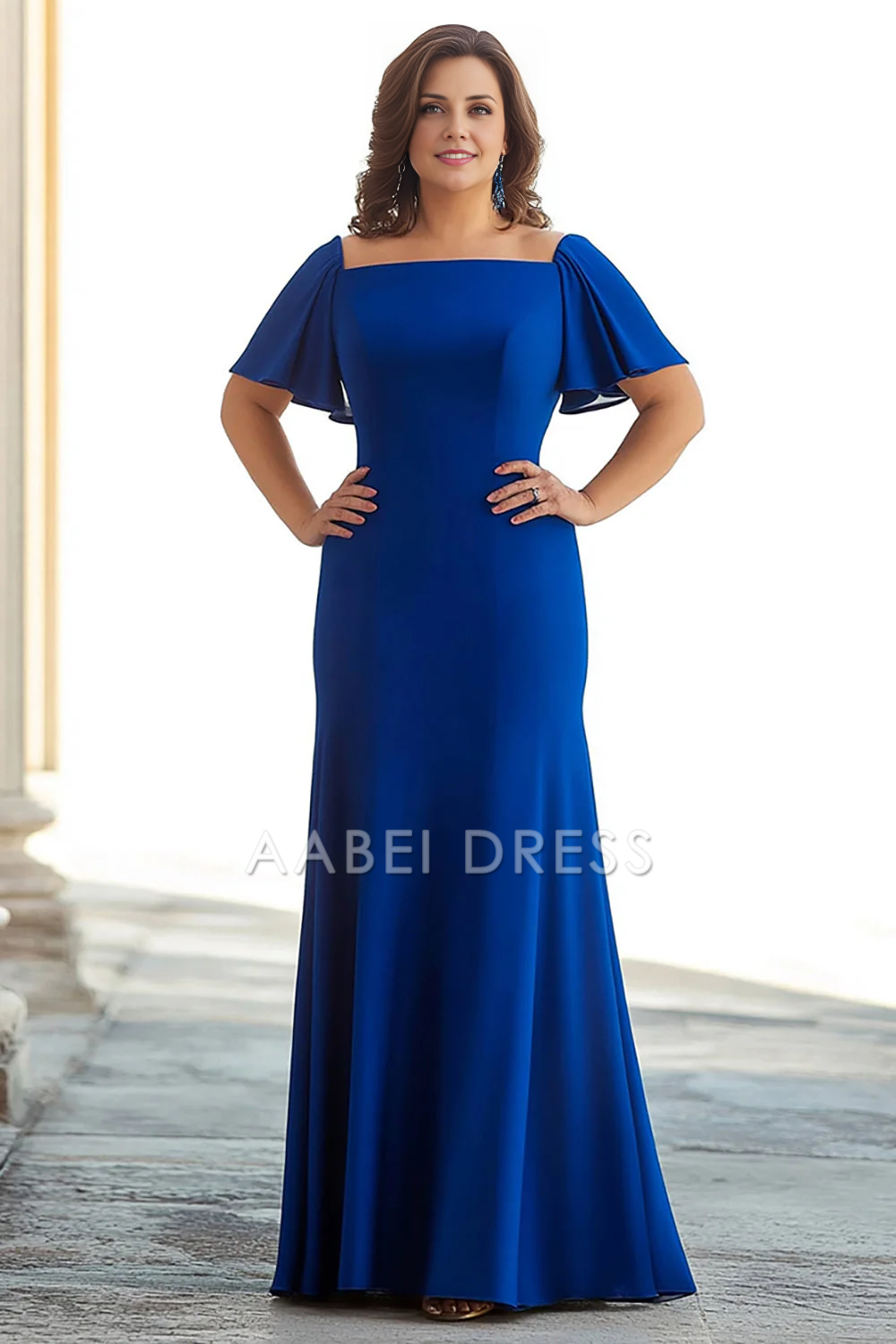 AABEI DRESS Mother Of The Bride Dress Chiffon Sheath Long Plus Size Elegant Formal Wear Dresse