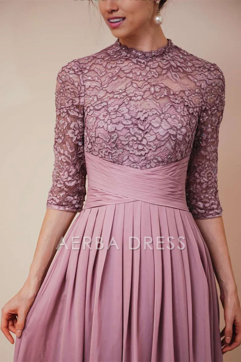 AABEI DRESS High Quality Mother of The Bride Dress A-line Lace with Half Sleeves Elegant Dignified Dresses Formal Dresses