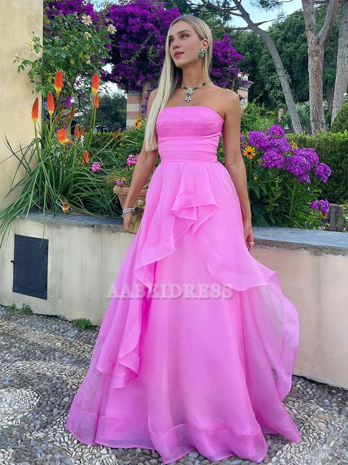 Evening Dress A Line Strapless Organza Irregular Prom Dress Fantastic Gorgeous Formal Women's Dresses