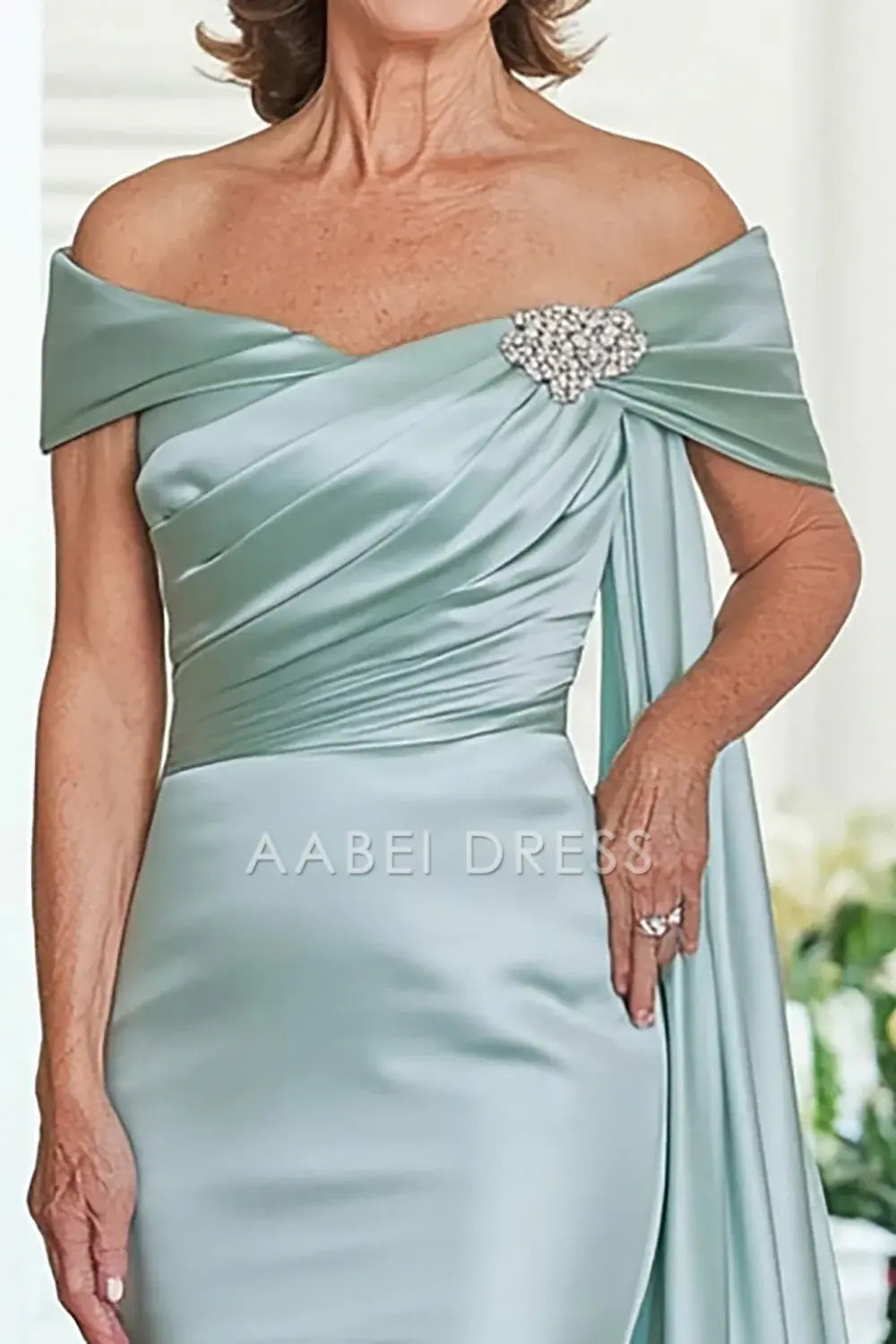 AABEI DRESS Mother Of The Bride Dress Mermaid Satin Pleated Streamer Long Exquisite Formal Wear Dresses