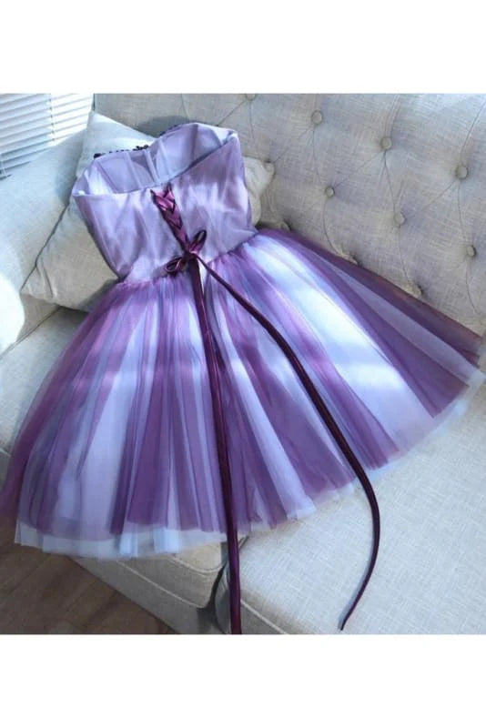 AABEI DRESS Homecoming Dress A Line Sweetheart Dress Mini Strapless Juniors Fashion Prom Dress