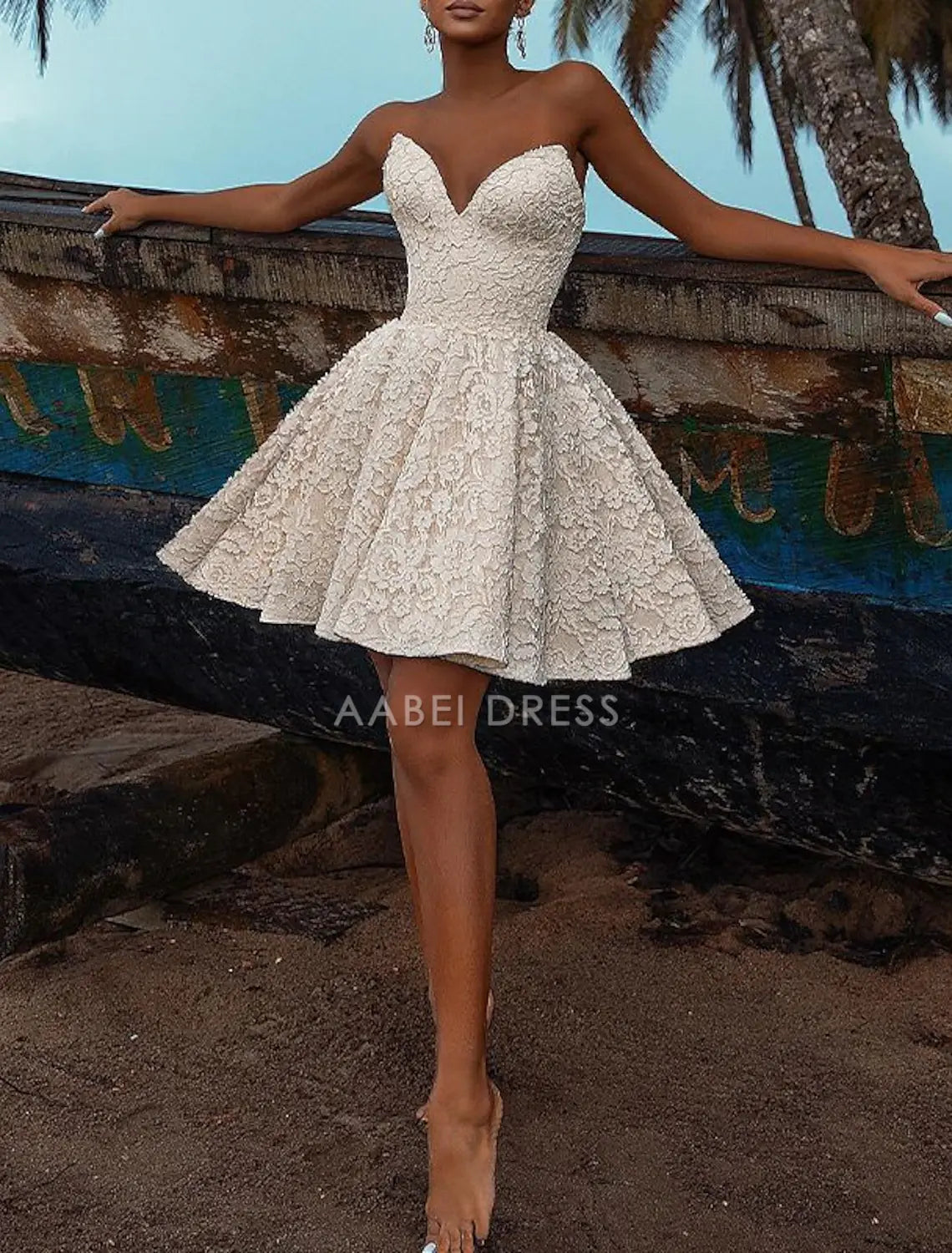 AABEI DRESS New Homecoming Dress Exquisite A-Line Off Shoulder Cocktail Dresses Elegant Dress Party V Neck Lace Short Prom Dresse
